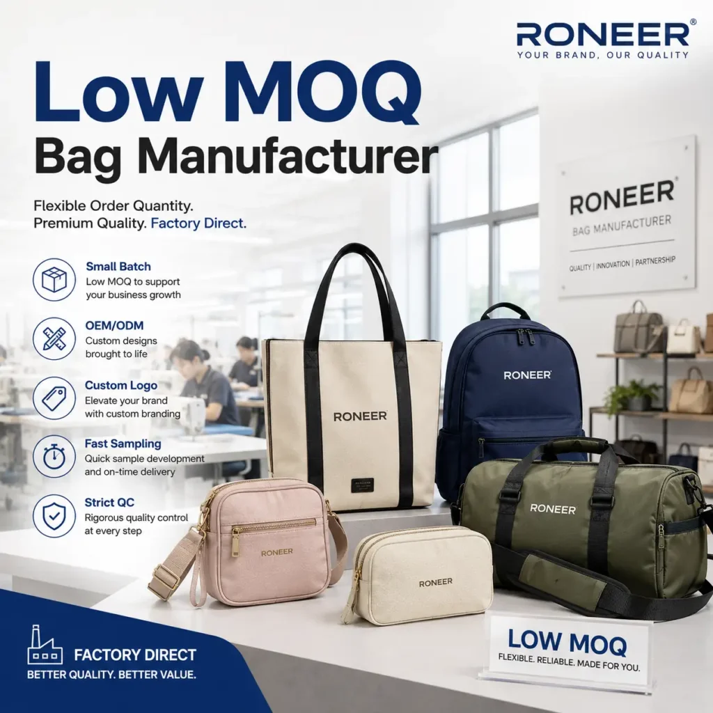 low MOQ bag manufacturer for custom brands