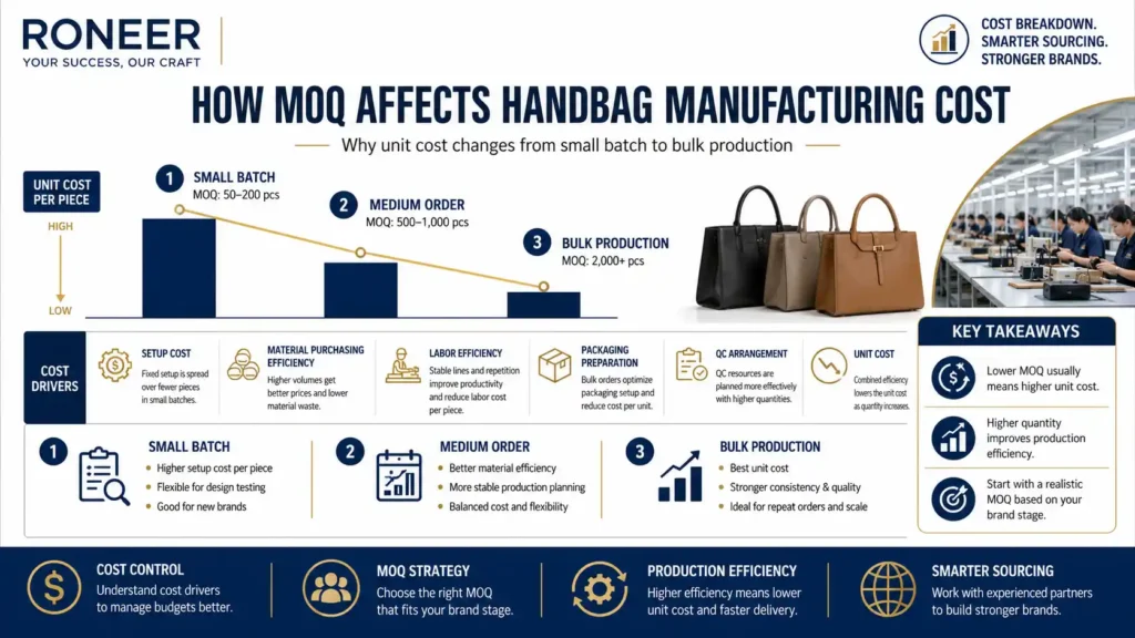 how MOQ affects handbag manufacturing cost
