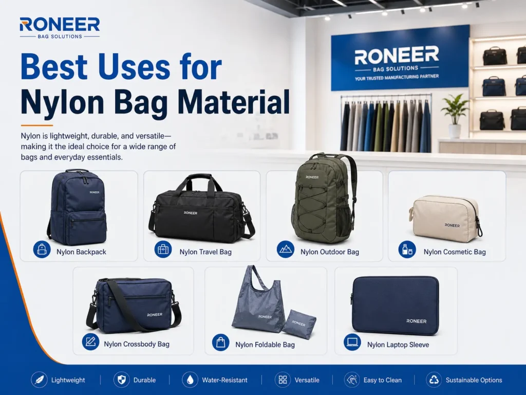 Nylon bag material used in backpacks travel bags outdoor bags cosmetic bags crossbody bags and laptop sleeves