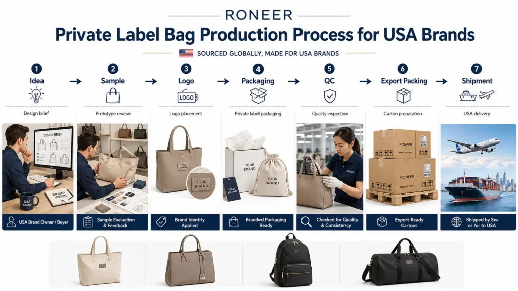 private label bag production process for USA brands