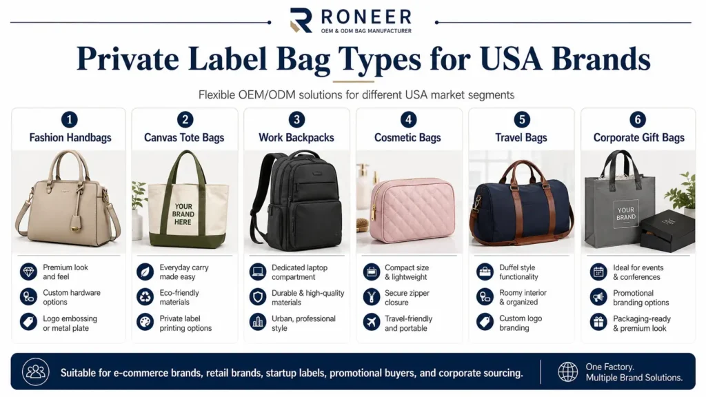 private label bag types for USA brands