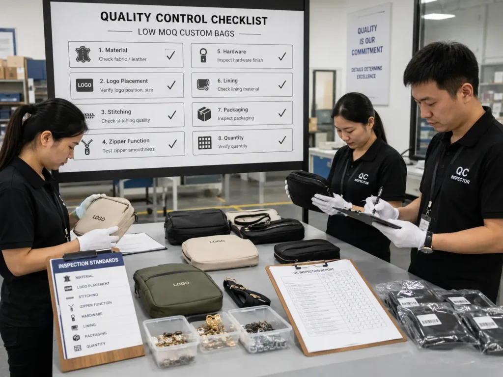 quality control inspection for low MOQ bags