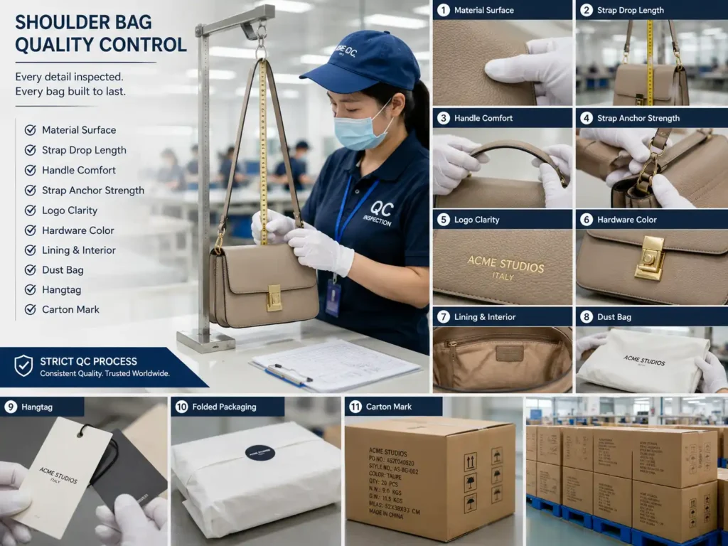 shoulder bag quality control and packaging inspection