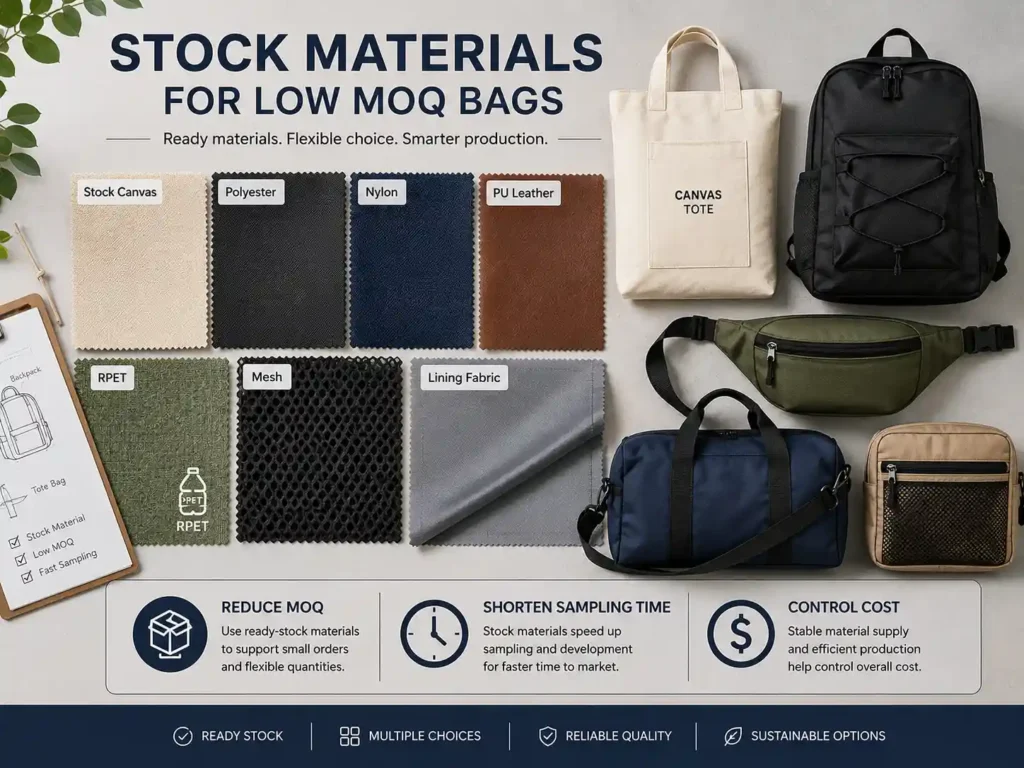 stock materials for low MOQ custom bags