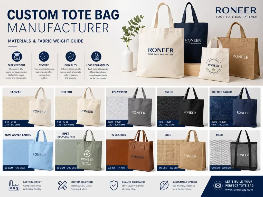 tote bag materials and fabric weight options