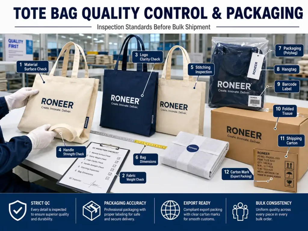 tote bag quality control and packaging inspection