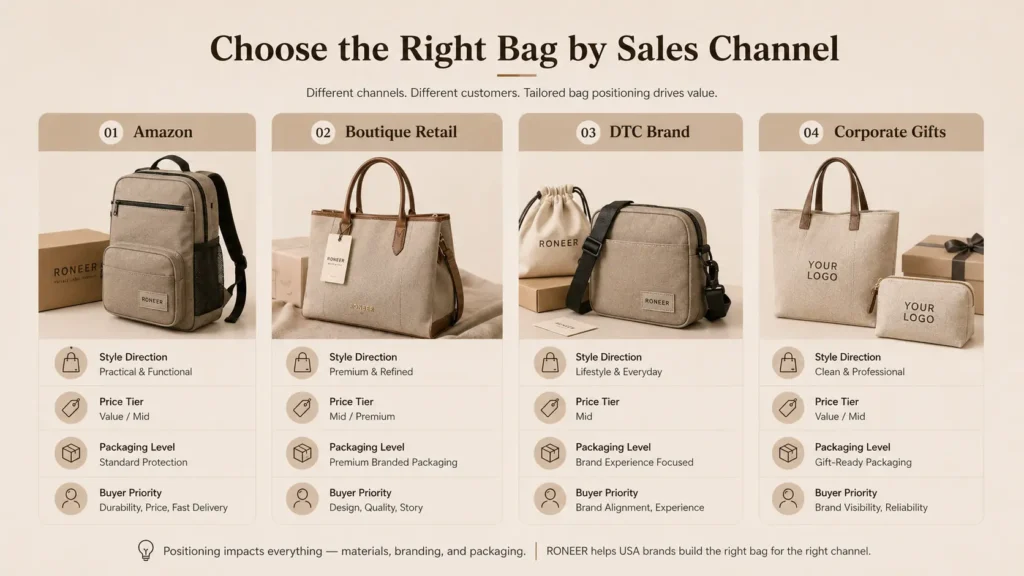USA sales channel bag positioning chart