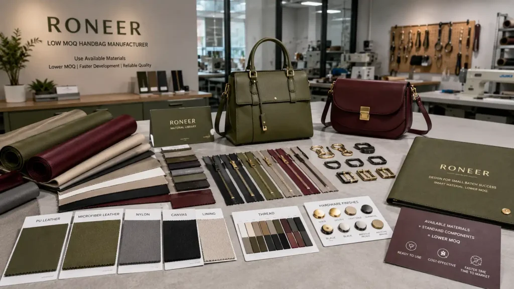 available materials for low MOQ handbag manufacturing