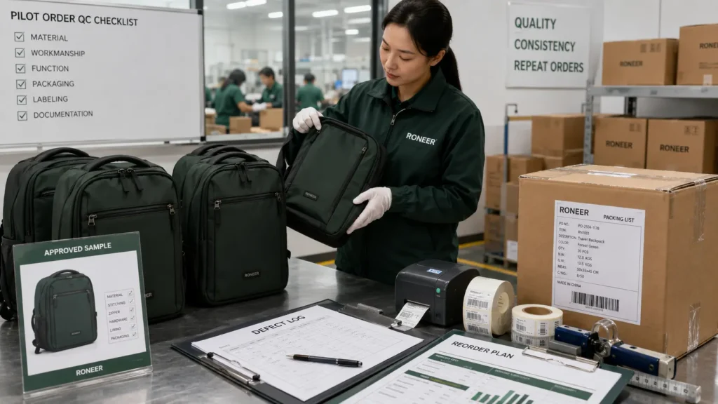 pilot order quality control with a custom bag manufacturer