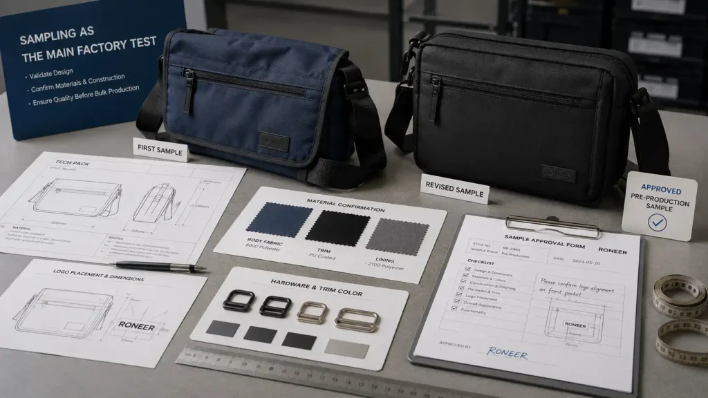 bag manufacturer sample evaluation before bulk production