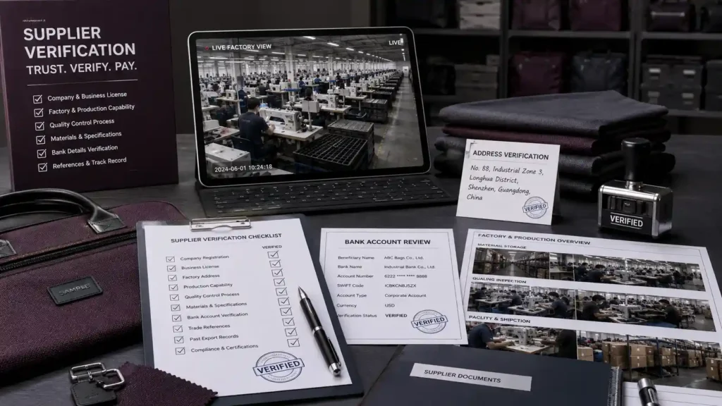 bag manufacturer verification before placing an order