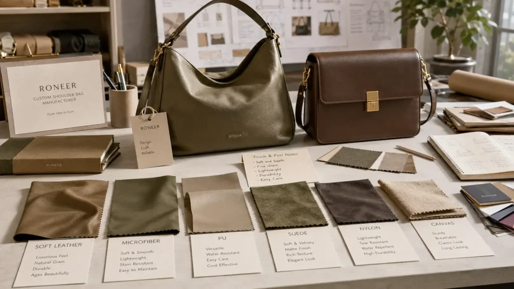 materials for custom shoulder bag manufacturing