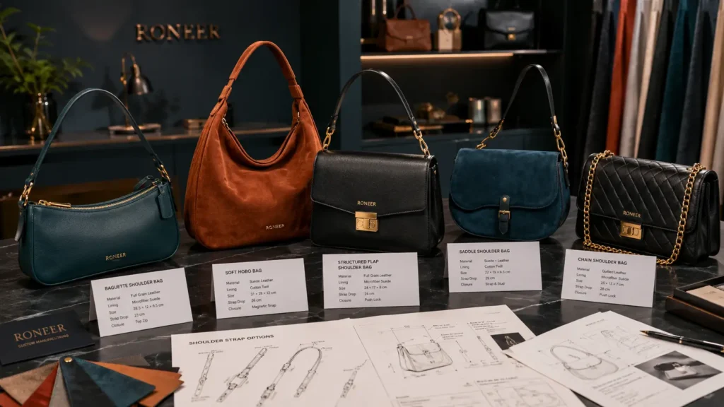 custom shoulder bag styles and product specifications