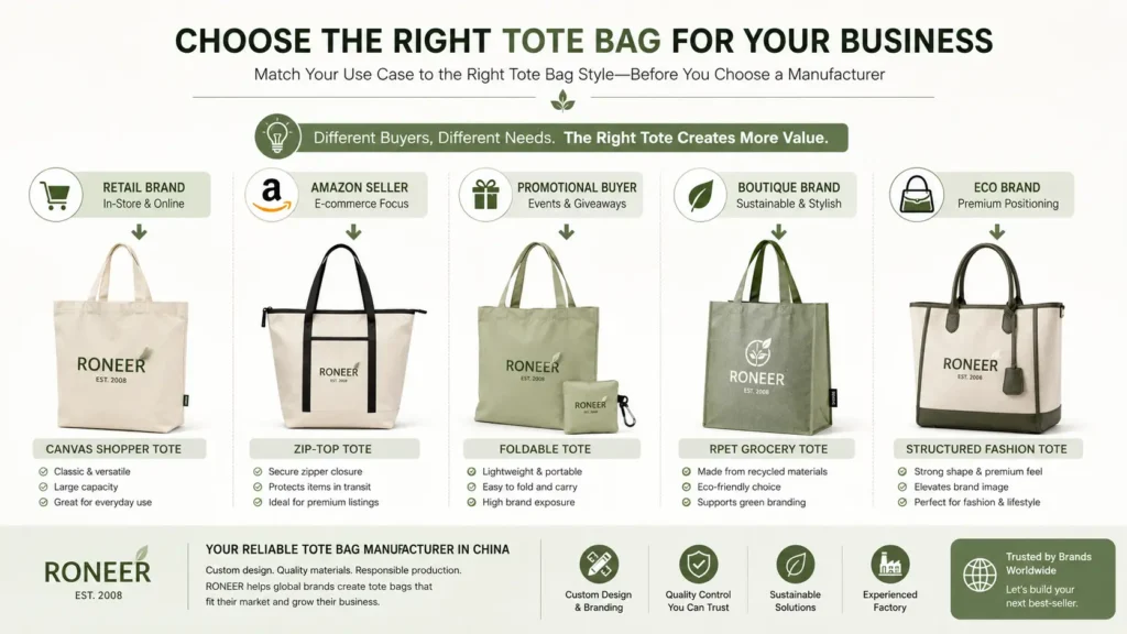 custom tote bag use cases before choosing a China manufacturer