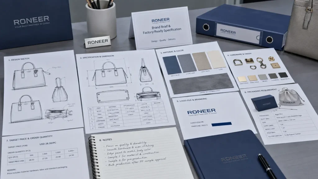 factory ready specification in handbag manufacturing process