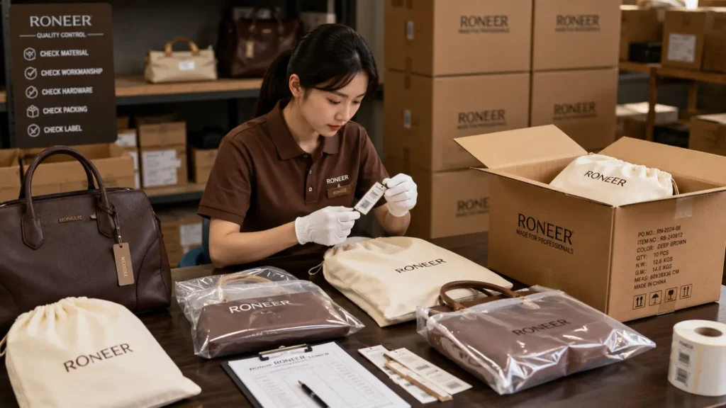 packaging and carton inspection for finished bag orders