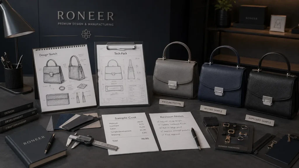 handbag inventory MOQ and first production budget