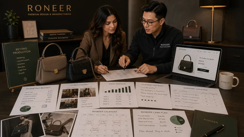 handbag brand marketing and reorder cash planning