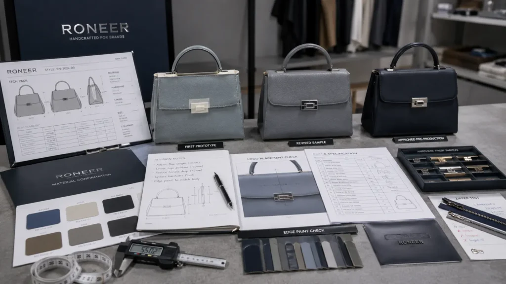 handbag sample development for startup brands