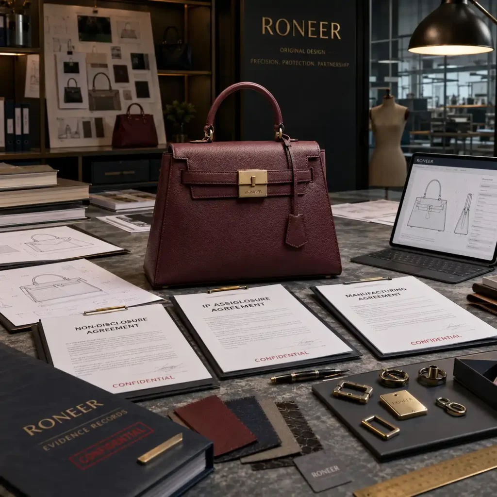 how to protect bag designs with IP registration and factory agreements