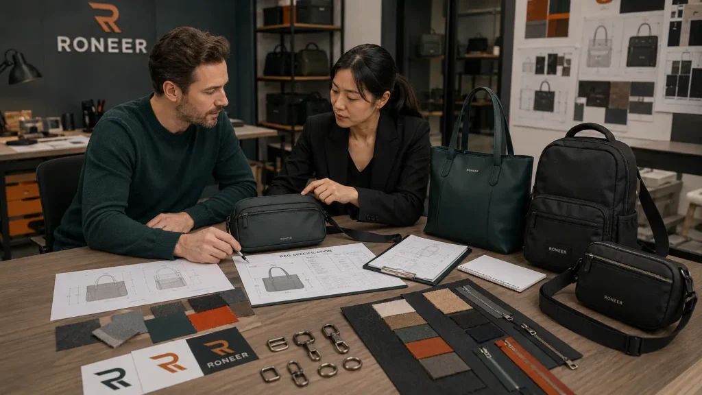 product specification review with a manufacturer for bags