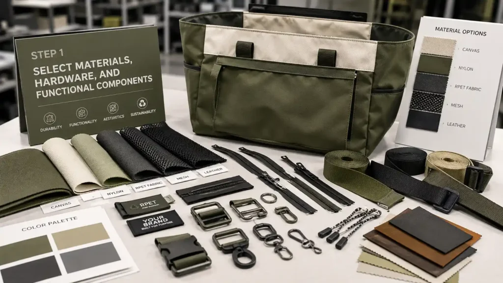 material and hardware selection in custom bag manufacturing process