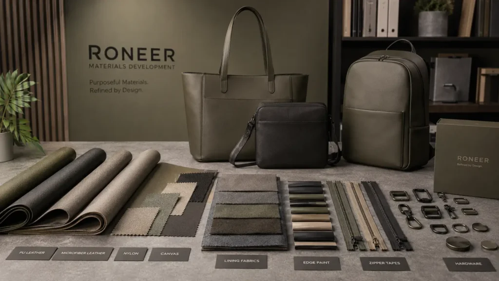 material and finishing options from minimalist bag manufacturer