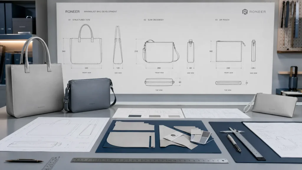 shape and proportion development by minimalist bag manufacturer