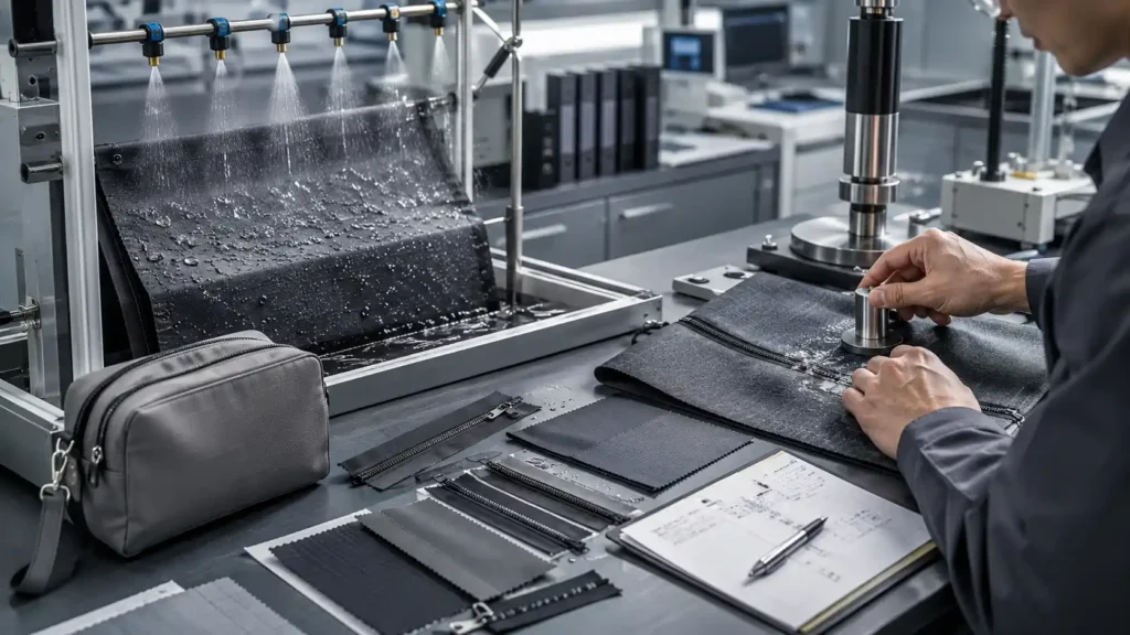 water and abrasion testing for outdoor bag materials