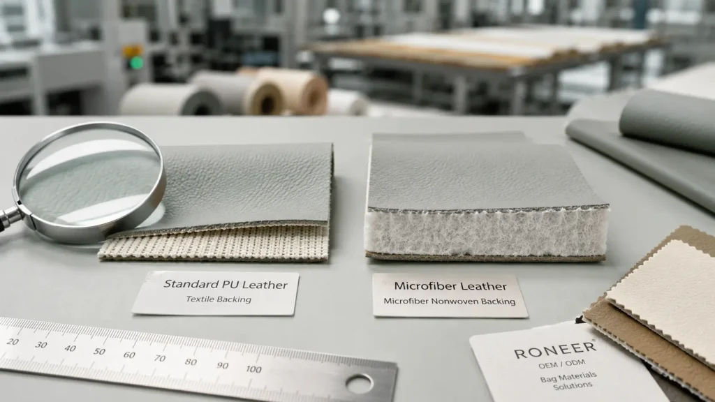 PU leather vs microfiber leather backing structure