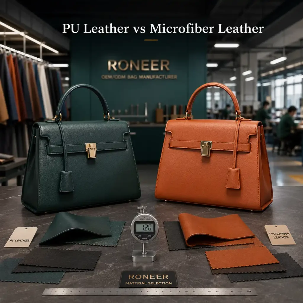 PU leather vs microfiber leather for custom bags
