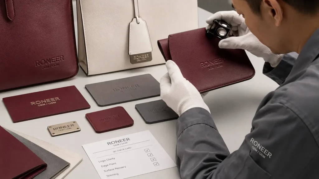 logo and edge paint on PU and microfiber leather