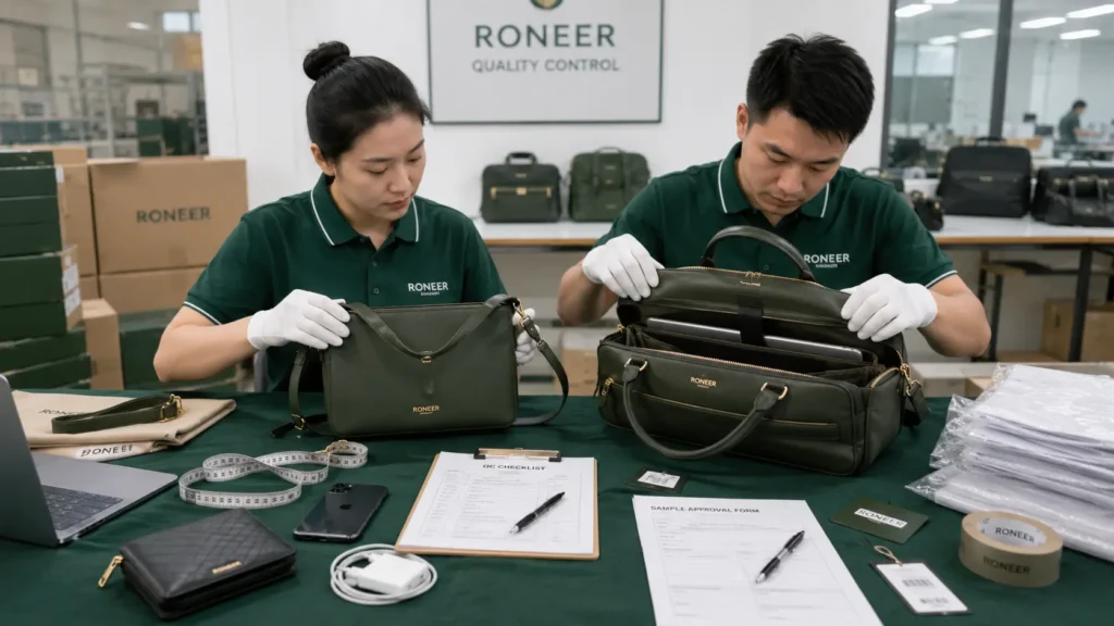 purse and briefcase bag sample inspection