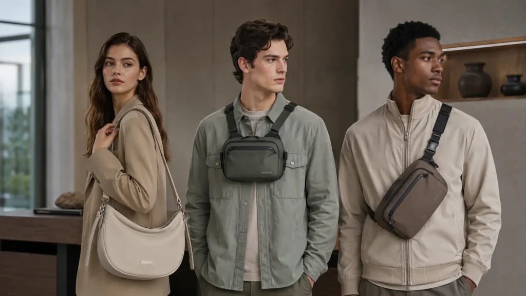 purse and chest bag wearing position comparison
