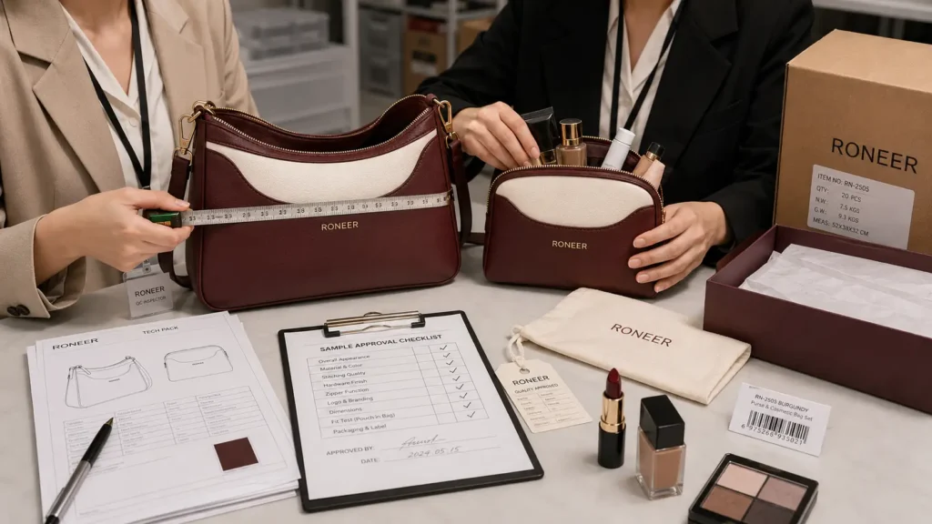 purse and cosmetic bag sample inspection