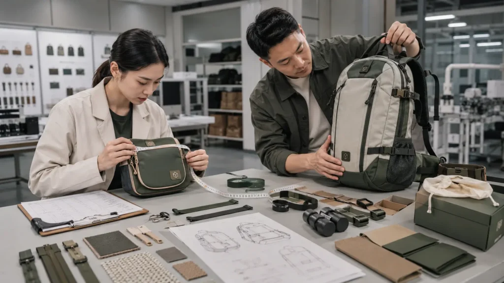 purse and outdoor bag sample and load inspection