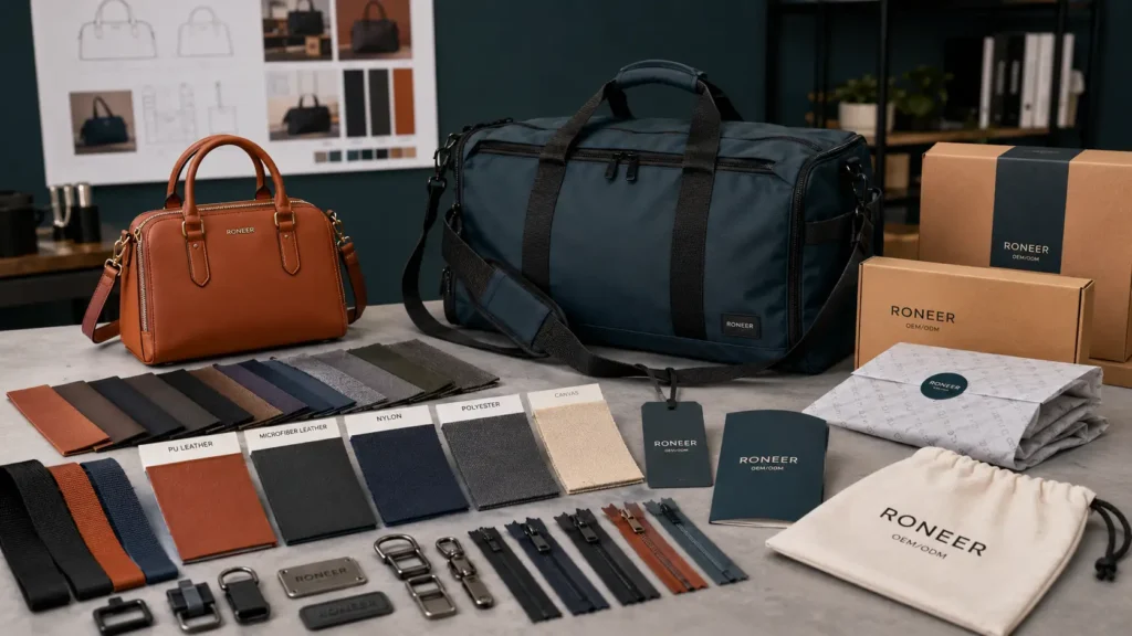 purse and travel bag materials branding and packaging