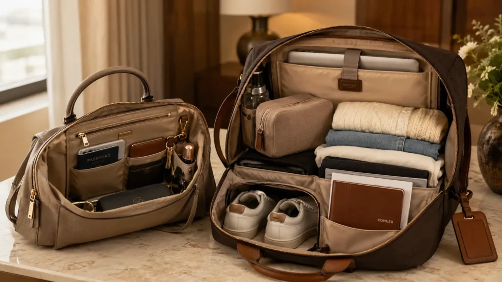 purse and travel bag compartment design