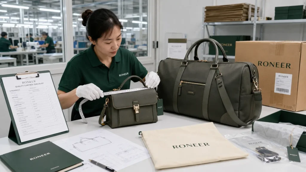 purse and travel bag quality control inspection