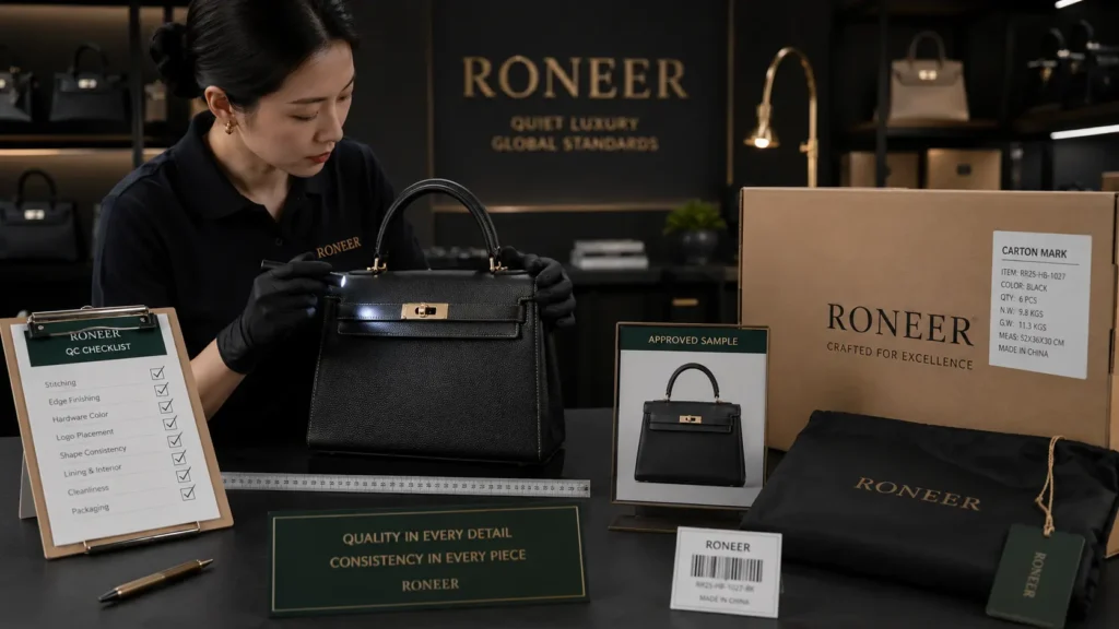 quality control and repeat production for quiet luxury handbags
