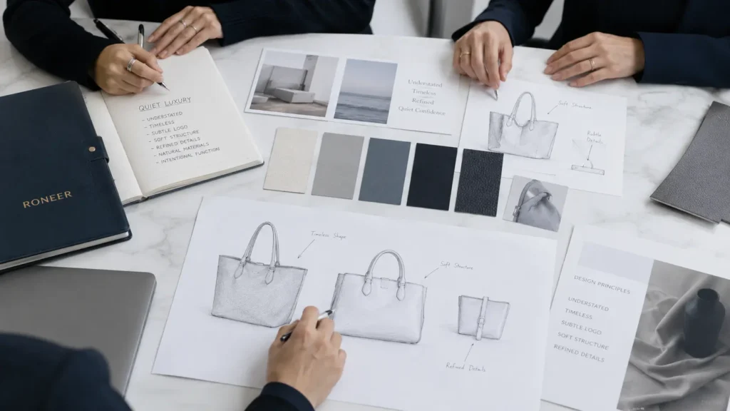 quiet luxury handbag brand positioning before manufacturing