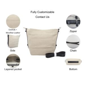 RONEER khaki canvas leather trim crossbody bag IM1536 main view