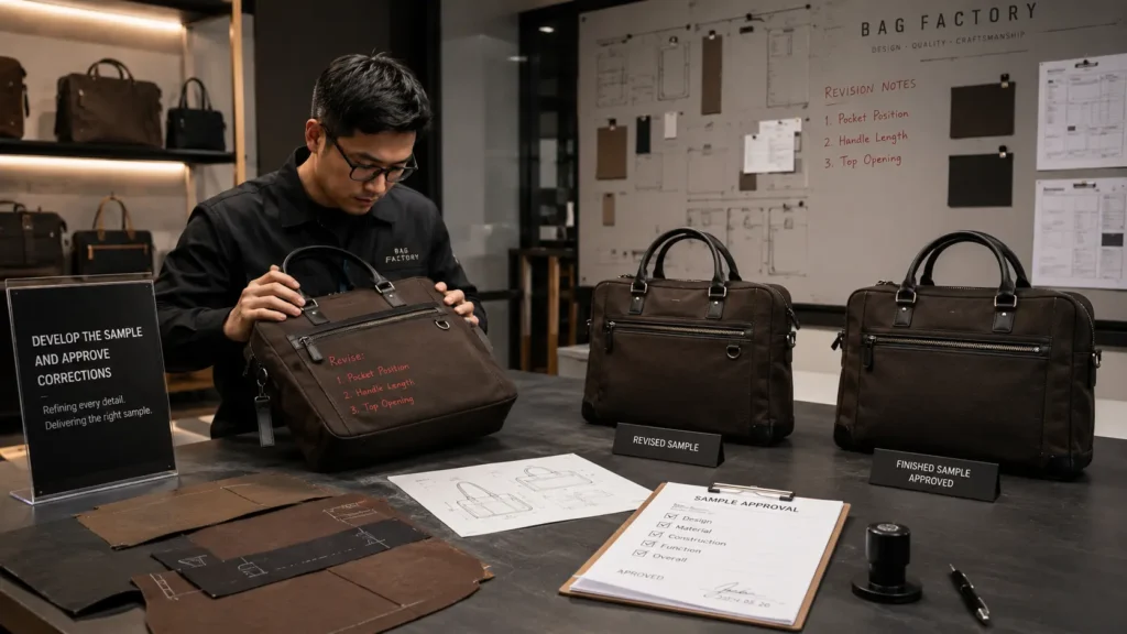 sample development and approval in bag manufacturing process