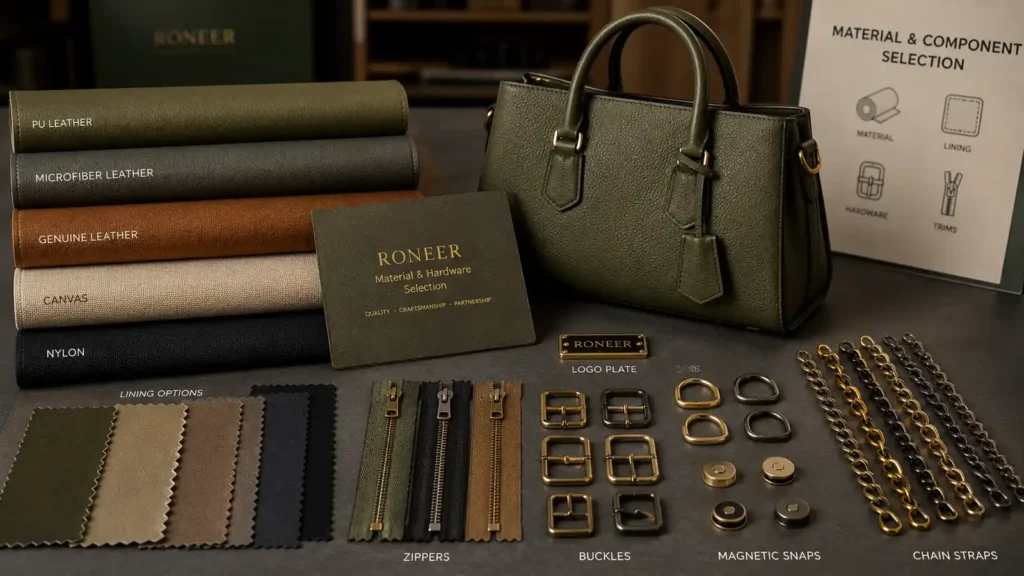available materials for small batch handbag manufacturing