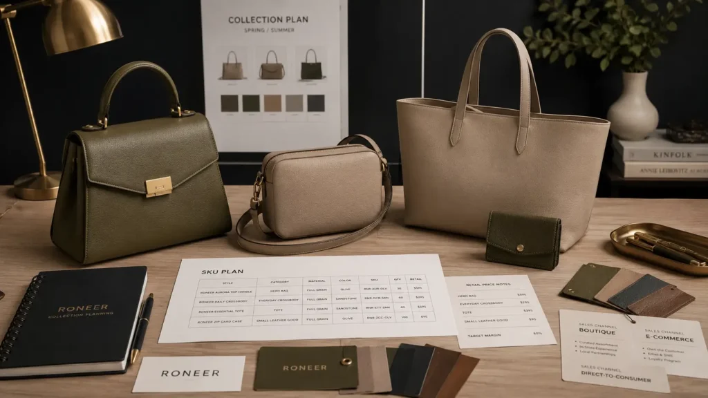 first handbag collection and SKU planning for a startup
