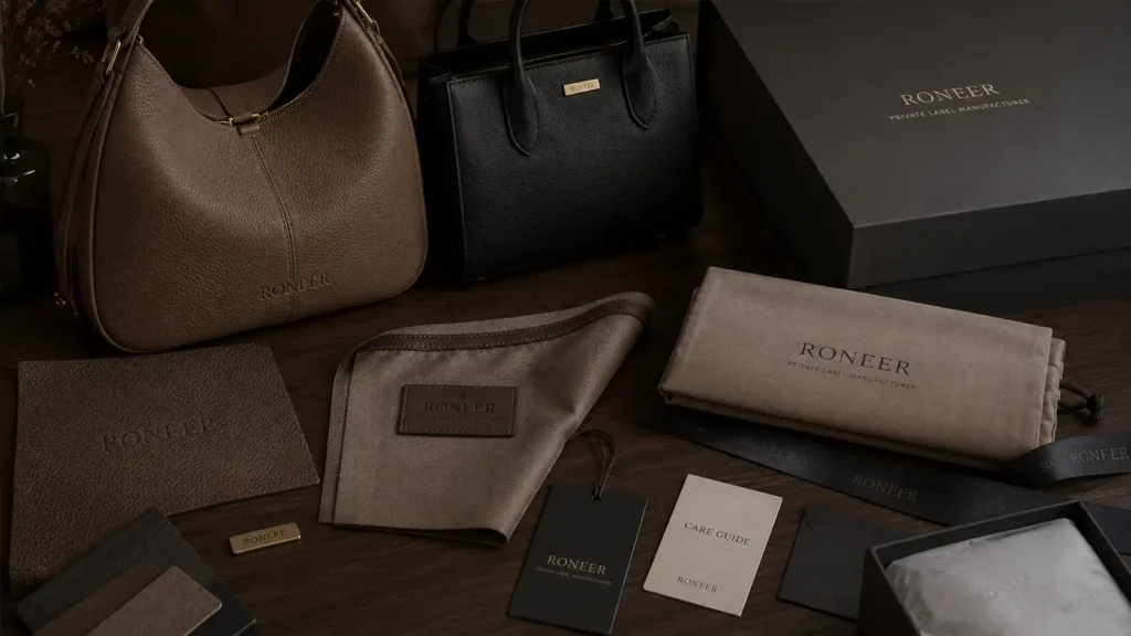 subtle logo and packaging options for quiet luxury handbags