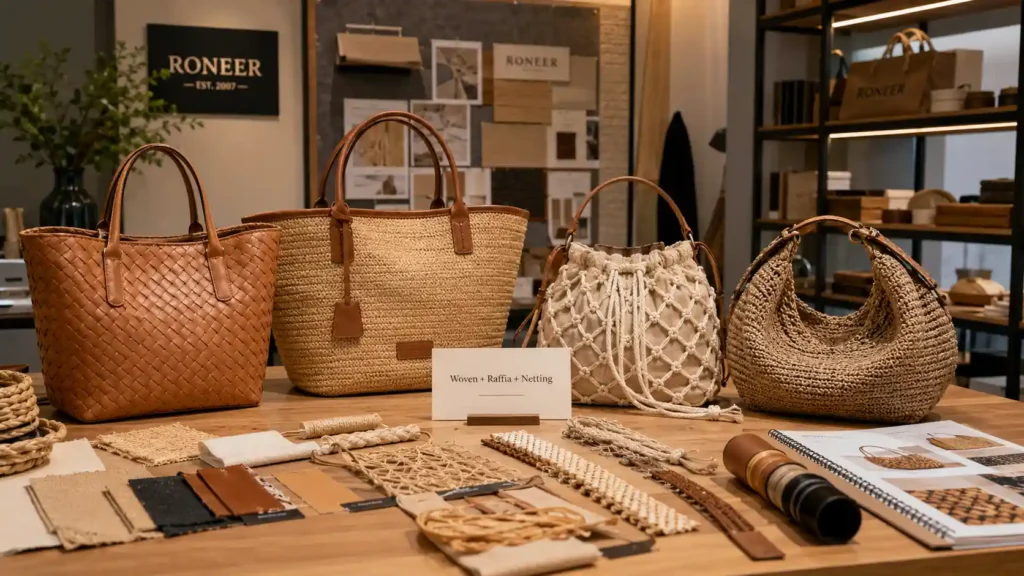 2027 woven raffia handbag materials