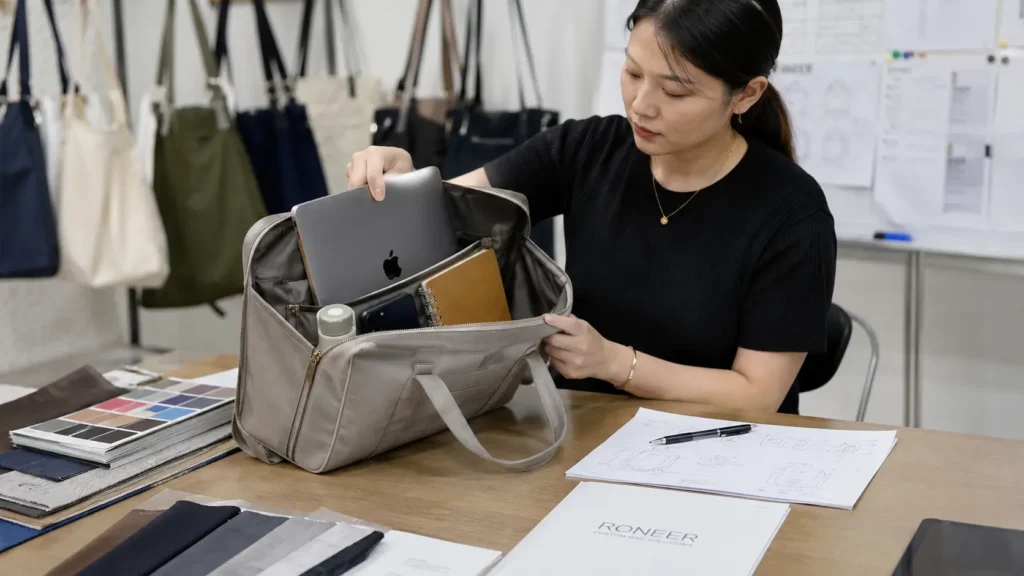 custom bag sample fit and function testing