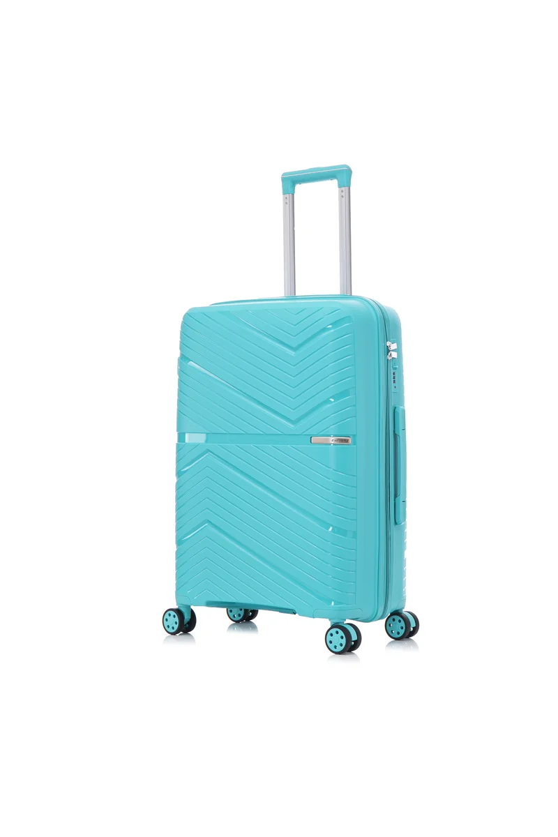 Custom chevron hardside spinner suitcase BJ-803 three-quarter view