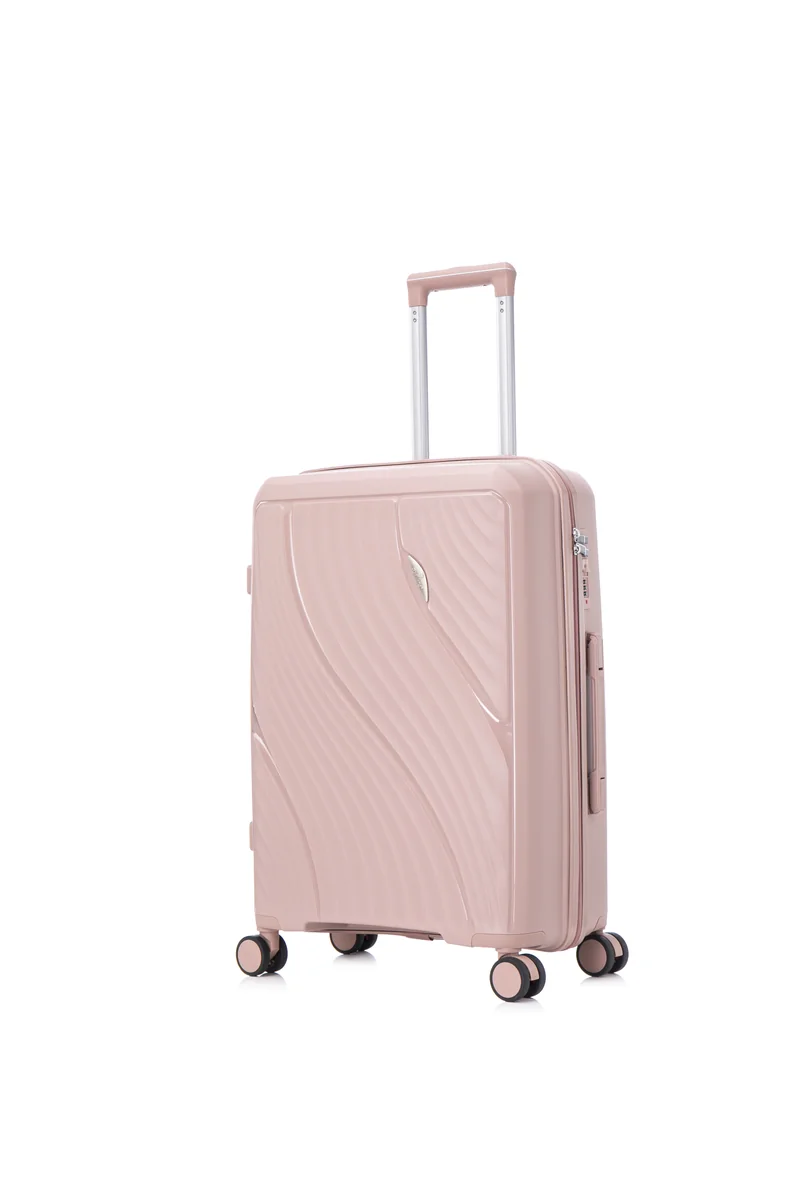 Custom diagonal texture hardside spinner suitcase BJ-802 three-quarter view